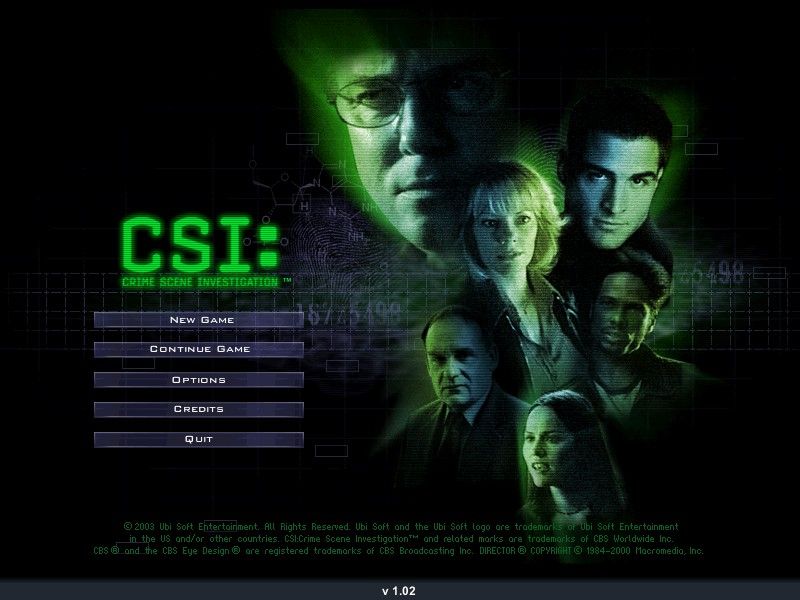 CSI: Crime Scene Investigation (Windows) screenshot: main screen