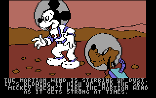Mickey's Space Adventure (Commodore 64) screenshot: Mars - Martian wind blows.