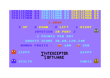 Spriteman 64 (Commodore 64) screenshot: Title