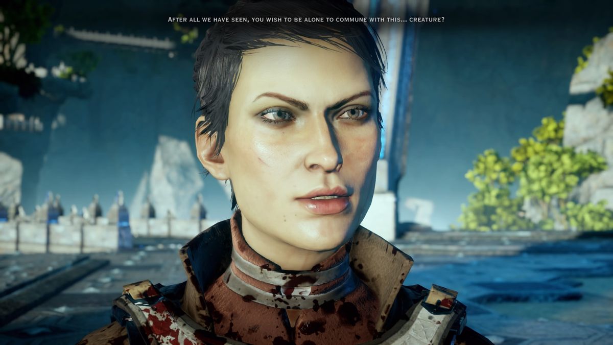 Dragon Age: Inquisition - The Descent (PlayStation 4) screenshot: Cassandra is surprised by Volta's decision to stay