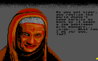 Sinbad and the Throne of the Falcon (Commodore 64) screenshot: The wise old gypsy.