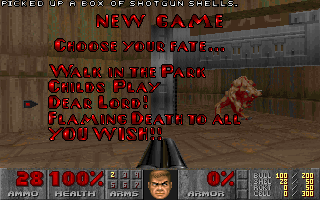Perdition's Gate (DOS) screenshot: Difficulty selection.