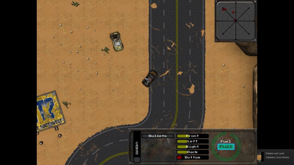 Rubber and Lead (Windows) screenshot: Combat on the road