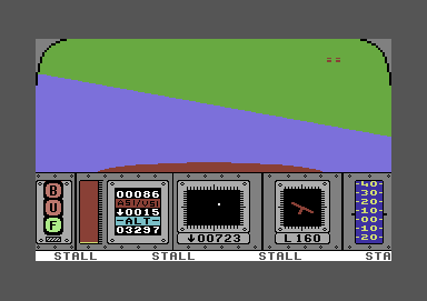 Red Arrows (Commodore 64) screenshot: Blue land and green sky.... no, wait