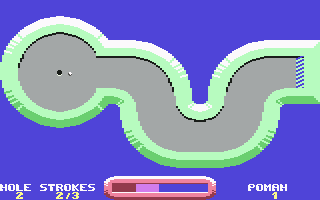 Simulgolf (Commodore 64) screenshot: You are about to finish the 2nd stage...