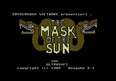 The Mask of the Sun (Commodore 64) screenshot: Title screen (German version)