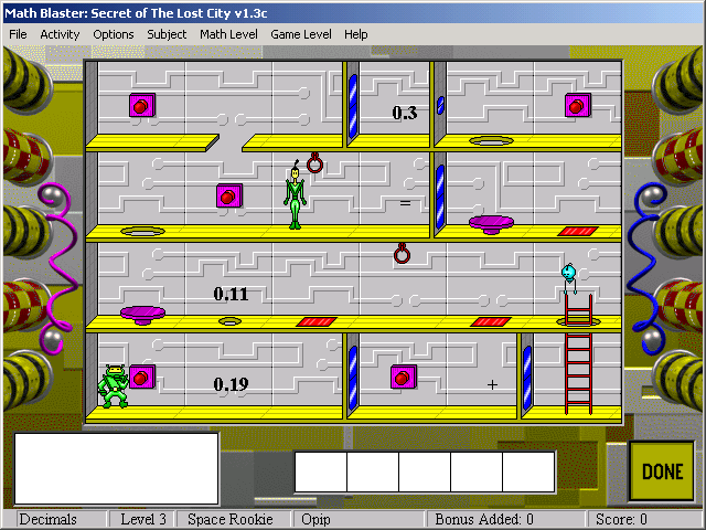 Math Blaster: Episode 2 - Secret of the Lost City (Windows) screenshot: Decimals