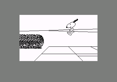 Snoopy: The Cool Computer Game (Amstrad CPC) screenshot: Making Snoopy jump.