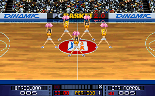 PC Basket 2.0 (DOS) screenshot: Cheerleaders time