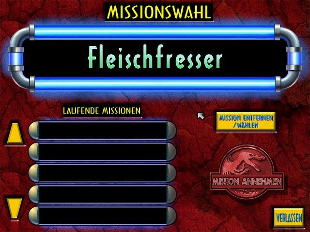 Jurassic Park III: Danger Zone! (Windows) screenshot: Mission select