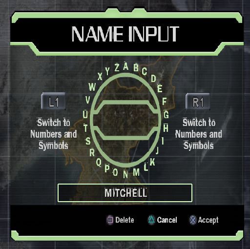Tom Clancy's Ghost Recon 2: 2007 - First Contact (PlayStation 2) screenshot: Creating a profile. The player is named Mitchell by default but this can be changed