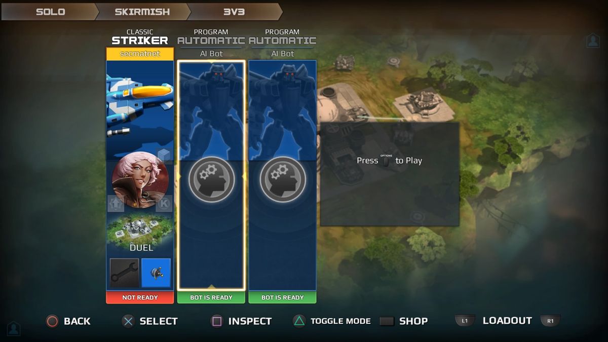 AirMech (PlayStation 4) screenshot: Starting a 3 vs 3 match with AI players