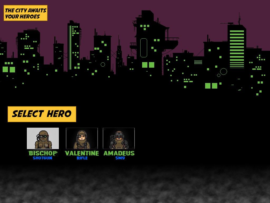 Neon Hardcorps (Windows) screenshot: Select a hero.