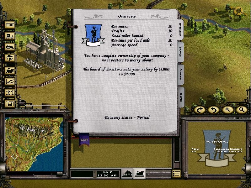 Railroad Tycoon II: The Next Millennium - Special Edition (Windows) screenshot: The daily journal is used to track progress