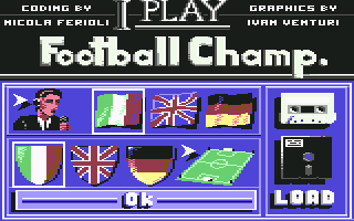 I Play: Football Champ. (Commodore 64) screenshot: Main Menu...