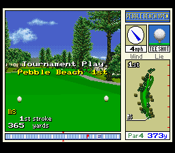 Pebble Beach Golf Links (SNES) screenshot: Hole 1