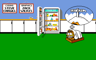 Garfield: Winter's Tail (Amiga) screenshot: Garfield feeling sleepy on the level-selection screen