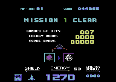Galaxy Force II (Commodore 64) screenshot: Level complete
