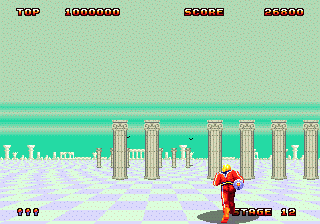 Space Harrier II (Genesis) screenshot: these pillars are hard to not run into