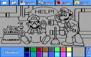 Electric Crayon 3.1: Super Mario Bros & Friends: When I Grow Up (DOS) screenshot: Plumber is not painted (VGA 256)
