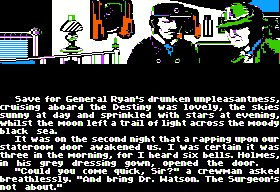 Sherlock Holmes in "Another Bow" (Apple II) screenshot: Starting the game.