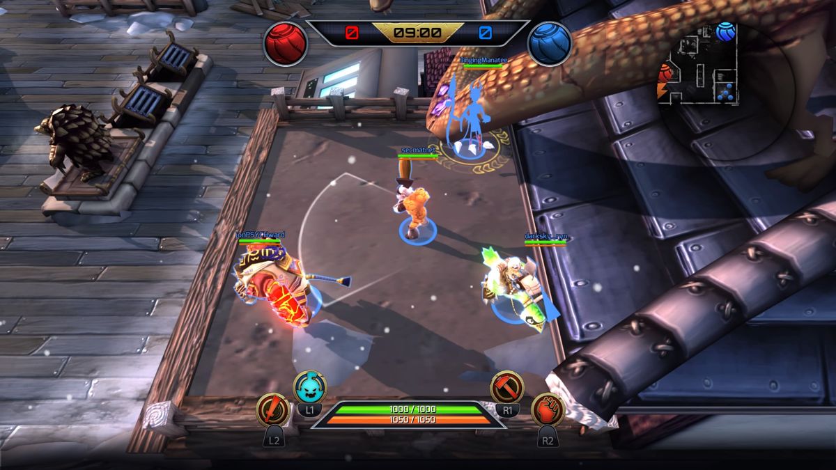 Trans-Galactic Tournament (PlayStation 4) screenshot: Starting the match as a blue team