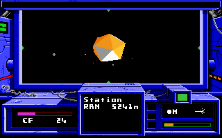 Space Rogue (DOS) screenshot: An asteroid base.