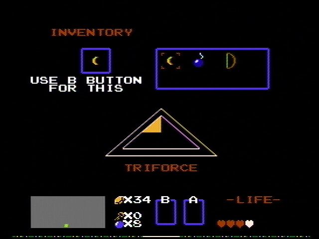 The Legend of Zelda (NES) screenshot: The inventory screen