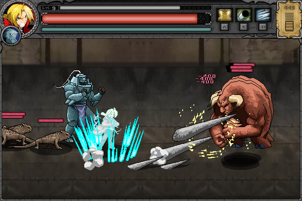 Fullmetal Alchemist: Iron & Flame (Browser) screenshot: Stage 5, spikes