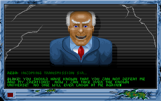 Blake Stone: Aliens of Gold (DOS) screenshot: Goldfire taunts you after your defeat.