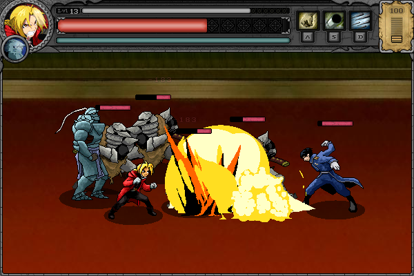 Fullmetal Alchemist: Iron & Flame (Browser) screenshot: Fire attack Mustang