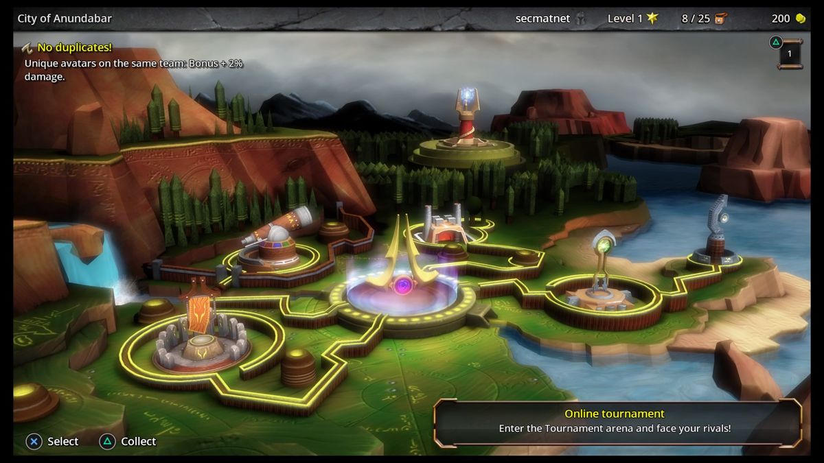 Invokers Tournament (PlayStation 4) screenshot: Menu map