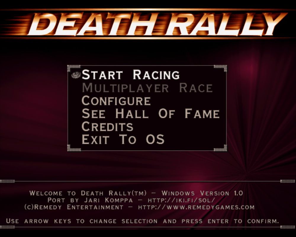 3D Realms: Anthology - Steam Edition (Windows) screenshot: (Death Rally): Title and main menu