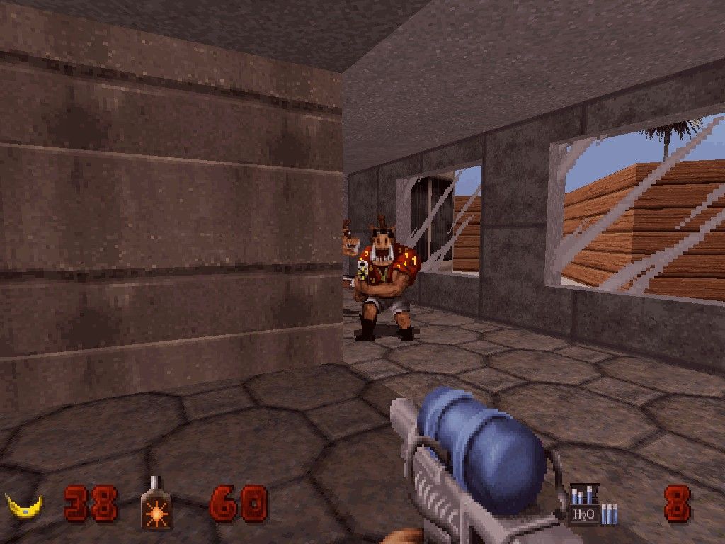 3D Realms: Anthology - Steam Edition (Windows) screenshot: (Duke Caribbean: Life's a Beach): Both your weapons and the enemies are decked out for a day at the beach