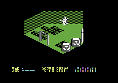 Chain Reaction (Commodore 64) screenshot: Using the jet-pack
