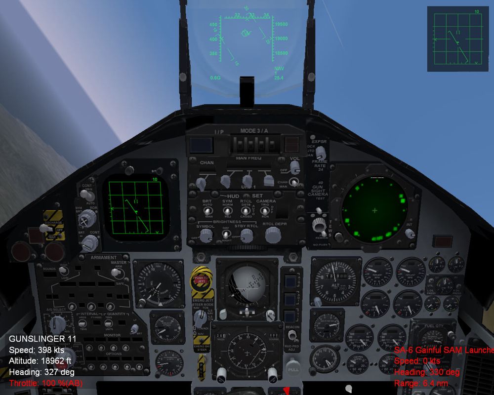 Wings over Israel (Windows) screenshot: The aircraft has a lot of buttons :)