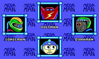 Mega Man (DOS) screenshot: Level select screen