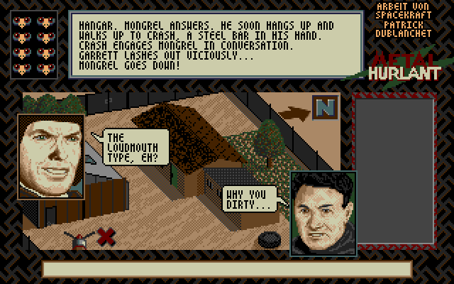 Crash Garrett (Amiga) screenshot: The menacing mechanic is down, but not out