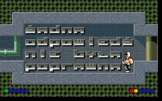 Electroman (DOS) screenshot: The message that shows up after you fail to pick the correct letter three times.