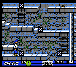 Skull & Crossbones (NES) screenshot: The second stage, inside an old castle