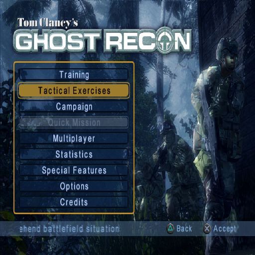 Tom Clancy's Ghost Recon (PlayStation 2) screenshot: The main menu