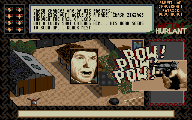 Crash Garrett (Amiga) screenshot: More baddies arrive. It doesn't look good for our hero...