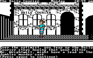 The Scoop (DOS) screenshot: Alternatively you can play as a woman.