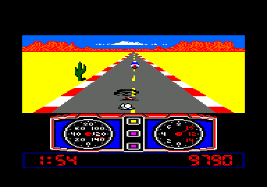 Super Cycle (Amstrad CPC) screenshot: I crashed. This'll lose me some time.