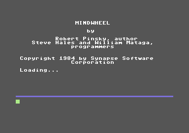 Mindwheel (Commodore 64) screenshot: Title screen and credits