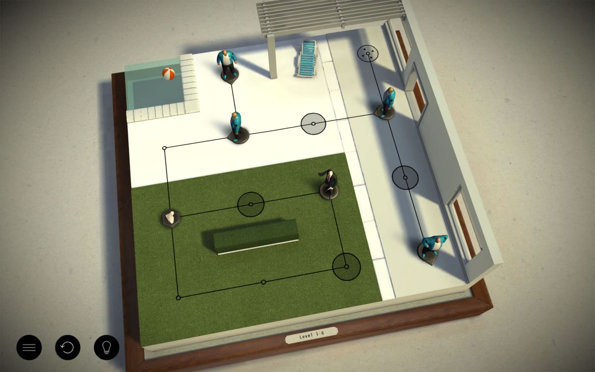 Hitman GO: Definitive Edition (Windows) screenshot: You can throw stones to distract nearby enemies.