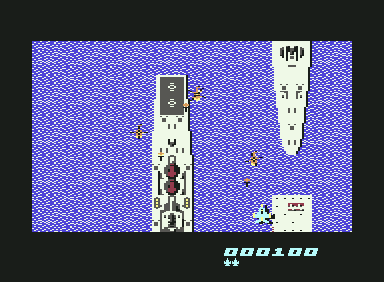 Delta Fighter (Commodore 64) screenshot: Starting over the Sea...