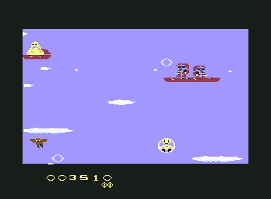 Ducky Dan (Commodore 64) screenshot: Shooting different creatures and birds...