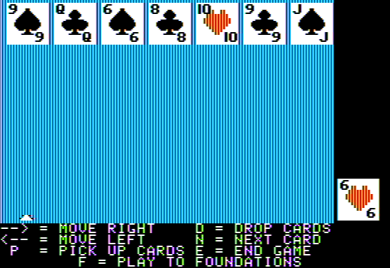 Solitaire (Apple II) screenshot: Gameplay