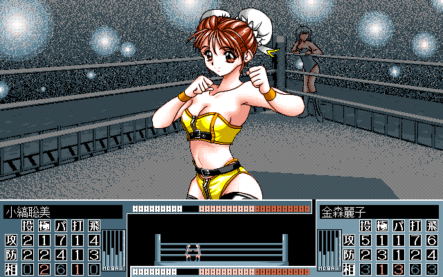 Wrestle Angels V3 (PC-98) screenshot: Looking at the opponent